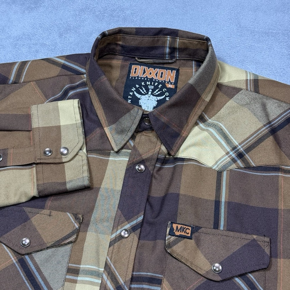 Dixxon Flannel Shirt Mens Extra Large Pearl Snap MFC Mountain Knife Company USA